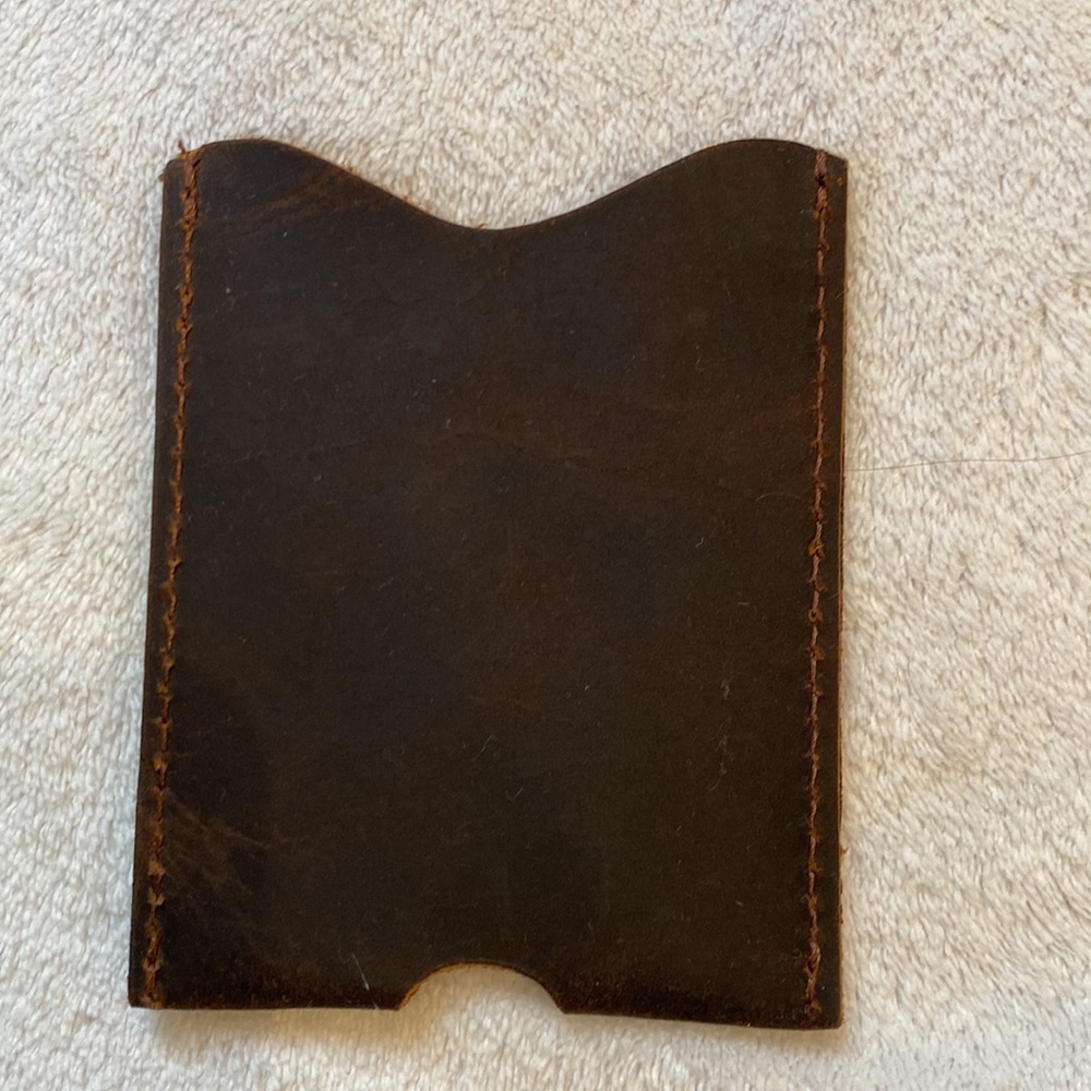 NWT NIB dark brown rugged buffalo leather credit card holder